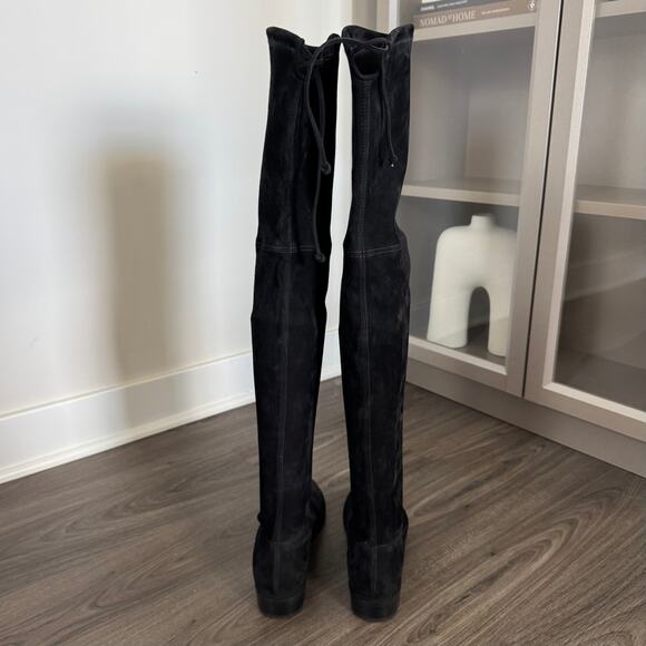 Stuart Weitzman Lowland Black Suede Over The Knee Boots 8.5 NEW Leather Heeled - Picture 5 of 7